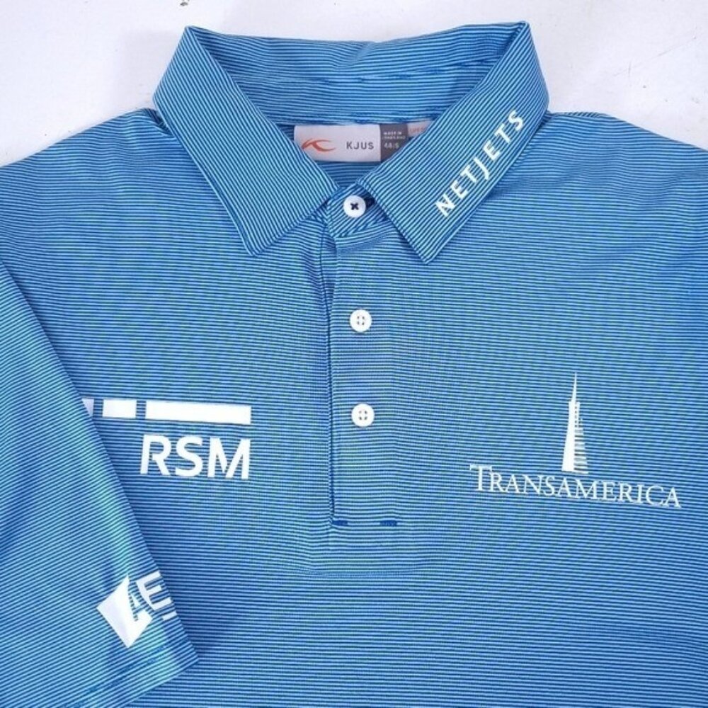 KJUS Zach Johnson Performance Blue Masters Golf Polo Shirt Size S